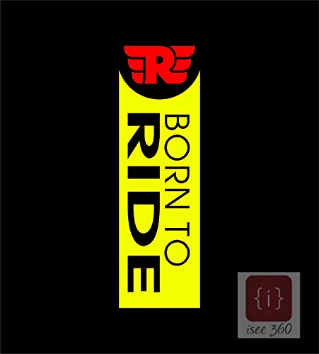 Product Cover ISEE 360 Born To Ride with Re Logo Background Vinyl Vertical Stem Sticker for Royal Enfield (Medium, Yellow)