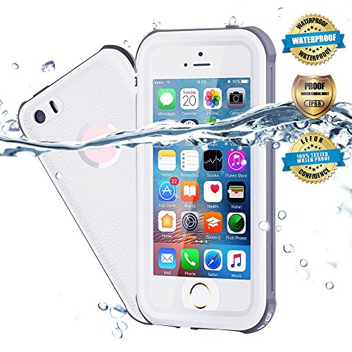 Product Cover EFFUN Waterproof iPhone 5/5S/SE Case, IP68 Certified Waterproof Underwater Cover Dustproof Snowproof Shockproof Case with Cell Phone Holder, PH Test Paper, Stylus Pen and Floating Strap White