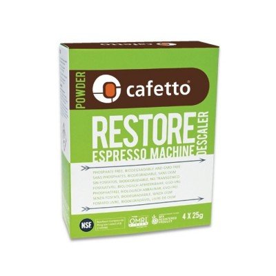 Product Cover Cafetto Restore Espresso Machine Descaler, Coffee Machine Cleaning Powder for Use In Organic Systems (4 Single Use Packets)