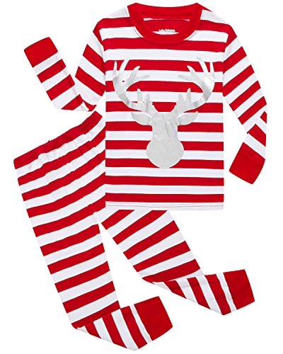 Product Cover Girls Pajamas 100% Cotton Reindeer Toddler Clothes Kids Christmas Pjs Children Sleepwear