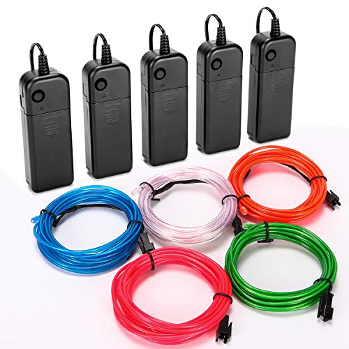 Product Cover CPPSLEE EL Wire Kit Super Bright Portable Neon Light - 5 Color & 9.8 ft/pc - for Christmas Halloween Party DIY Decoration - 4 Modes Battery Controllers