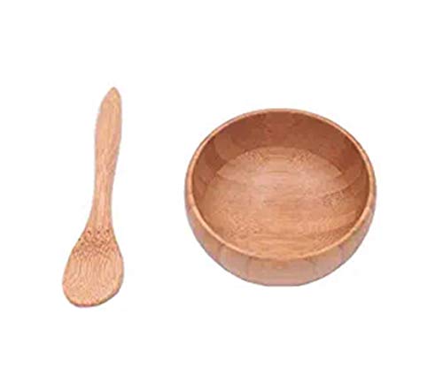 Product Cover Mask Bowl- Cute Small Facial Skin Care Mask Bowl Eco Bamboo Facemask Mixing Tool Sets for Lady Women DIY Cosmetic Tool Kit
