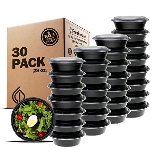 Product Cover Freshware Meal Prep Containers [30 Pack] Bowls with Lids, Food Storage Bento Box | BPA Free | Stackable | Lunch Boxes, Microwave/Dishwasher/Freezer Safe, Portion Control, 21 day fix (28 oz)