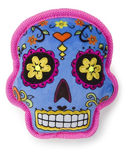 Product Cover goDog Sugar Skulls with Chew Guard Technology Squeaker Dog Toy, Blue, Small