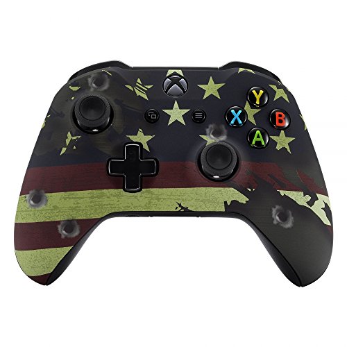 Product Cover eXtremeRate Soft Touch Patterned Faceplate Cover, Front Housing Shell Case Comfortable Replacement Kit for Microsoft Xbox One X & One S Controller (US Flag The Stars & Stripes)