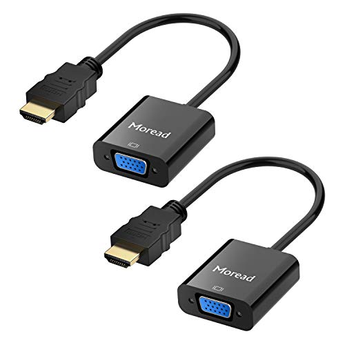 Product Cover HDMI to VGA, 2 Pack, Moread Gold-Plated HDMI to VGA Adapter (Male to Female) for Computer, Desktop, Laptop, PC, Monitor, Projector, HDTV, Chromebook, Raspberry Pi, Roku, Xbox and More - Black