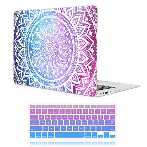 Product Cover MacBook Air 13 Inch Case (Release 2010-2017 Older Version),iCasso Rubber Coated Soft Touch Hard Case with Keyboard Cover Only Compatible MacBook Air 13 Inch (Model:A1369/A1466), Blue&Purple Medallion