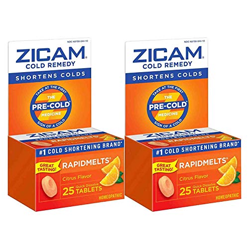 Product Cover Zicam Cold Remedy Rapidmelts, Citrus Flavor, Quick-Dissolve Tablets, 25 Count (Pack of 2)