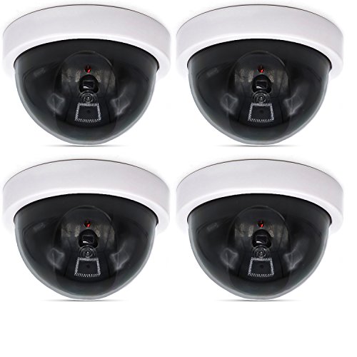 Product Cover WALI Dummy Fake Security CCTV Dome Camera with Flashing Red LED Light (SDW-4), 4 Packs, White