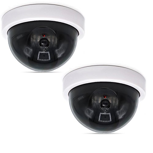 Product Cover WALI Dummy Fake Security CCTV Dome Camera with Flashing Red LED Light (SDW-2), 2 Packs, White