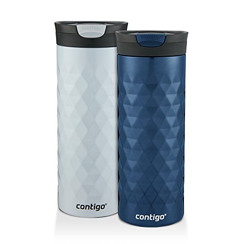 Product Cover Contigo SnapSeal Kenton Travel Mugs, 20 oz, Polar White & Monaco, 2-Pack