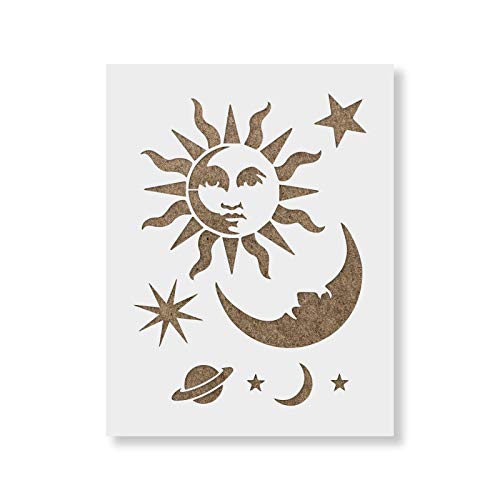 Product Cover Celestial Sun and Moon Stencil Template - Reusable Stencil with Multiple Sizes Available