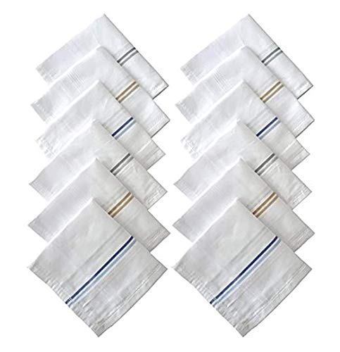 Product Cover Caseous Men's Cotton Collection Handkerchief/Hanky (White, 47x48 cm) -Pack of 12