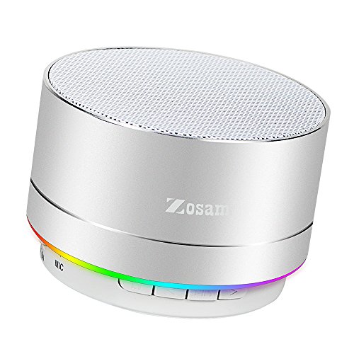 Product Cover Zosam Mini Wireless Speaker, Portable Bluetooth Speaker with HD Sound, 4H Playing Time, Built-in Mic, SD/TF Card Slot, FM and LED Moodlights for Home, Travel (Silver)