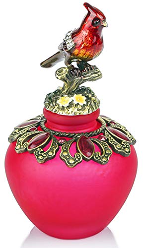 Product Cover YUFENG Vintage Empty Refillable Perfume Bottles Realistic Jewelled Bird Stopper Red Glass Ornament
