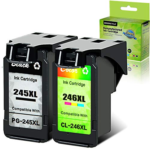Product Cover GREENCYCLE Re-Manufactured PG-245XL 245 XL CL-246XL CL-246 Ink Cartridge Compatible for Canon Pixma MX490 MX492 IP2820 MG2420 MG2520 MG2522 MG2525 MG2920 MG2922 (Black, 1 Pack; Tri-Color, 1 Pack)