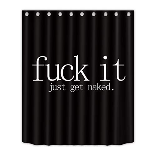 Product Cover LB Black and White Fuck IT Get Naked Shower Curtain Waterproof Polyester Fabric Bathroom Curtain 60x72 inch Bathroom Set with Hooks