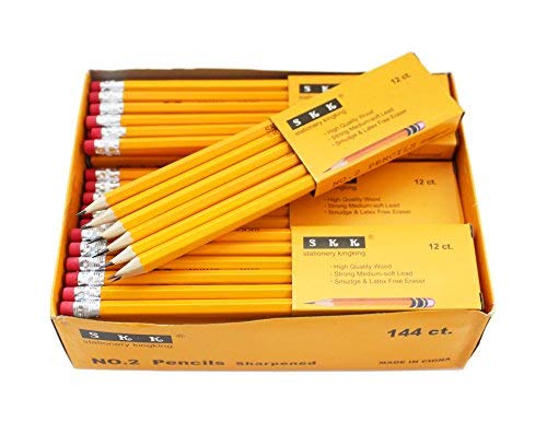 Product Cover SKKSTATIONERY Pre-sharpened pencils, Pencils Sharpened with eraser top, 2 HB pencil, 144/box.