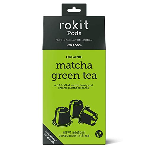 Product Cover ORGANIC MATCHA NESPRESSO COMPATIBLE CAPSULES (20pk) - INSTANT GREEN TEA MATCHA DRINK - No More Scooping, Whisking or Dust - Japanese Matcha Tea NESPRESSO TEA CAPSULES by Rokit