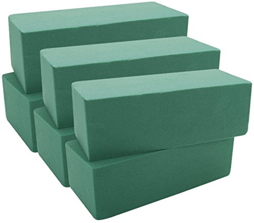 Product Cover Premium Floral Foam Bricks Green Styrofoam Wet Foam Blocks 2.87 x 3.87 x 8.87 inches - 6/Pkg Green