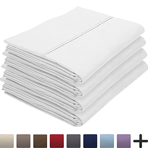 Product Cover Bare Home 4 Pillowcases - Premium 1800 Ultra-Soft Collection - Bulk Pack - Double Brushed - Hypoallergenic - Wrinkle Resistant - Easy Care (King - 4 Pack, White)