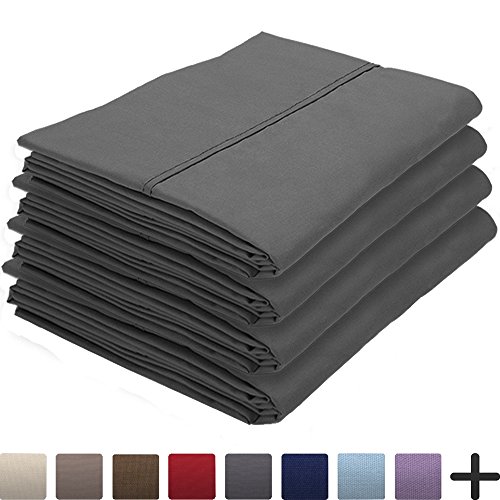 Product Cover Bare Home 4 Pillowcases - Premium 1800 Ultra-Soft Collection - Bulk Pack - Double Brushed - Hypoallergenic - Wrinkle Resistant - Easy Care (King - 4 Pack, Grey)