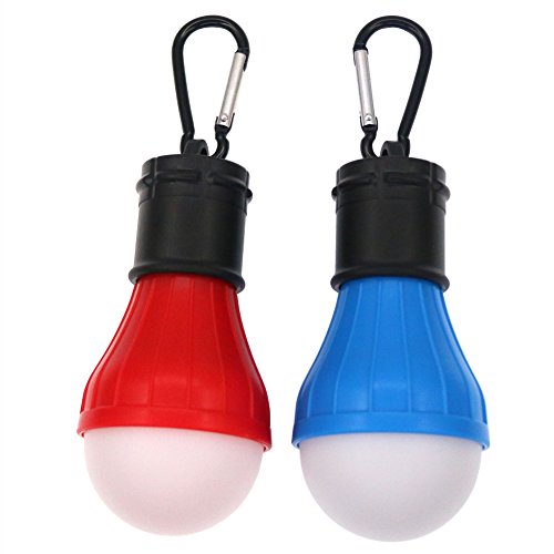 Product Cover Coideal Camping Light 2 Pack Portable LED Tent Lantern Bulb Lights Battery Powered Lamp for Hurricane Emergency Hiking Fishing and Outdoor Adventures (Red + Blue)