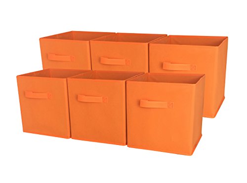 Product Cover Sodynee SCB6OR Foldable Cloth Storage Cube Basket Bins Organizer Containers Drawers, 6 Pack, Orange