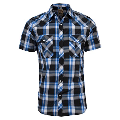 Product Cover Coevals Club Men's Western Button Down Cowboy Short Sleeve Casual Shirt with Pearl Snap