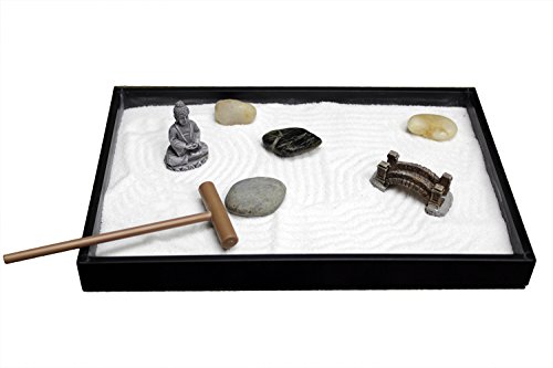 Product Cover Nature's Mark, Mini Meditation Zen Garden, 8 x 5 Inches with Figures and Natural River Rocks (8L x 5W)