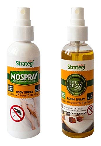 Product Cover STRATEGI Herbal JustSpray Mosquito Repellent Room Spray and Mospray Body Spray, 100ml (Yellow and White) - Pack of 2