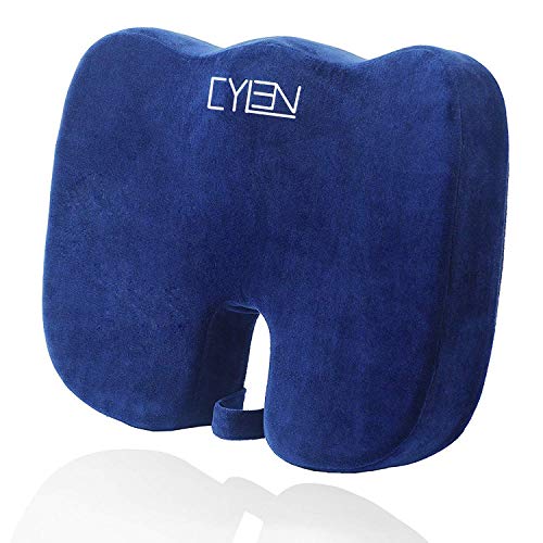 Product Cover CYLEN Home-Memory Foam Bamboo Charcoal Infused Ventilated Orthopedic Seat Cushion for Car and Wheelchair- Washable & Breathable Cover (Grayish Blue)