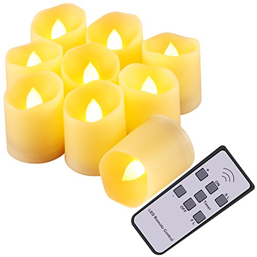 Product Cover Upgraded AMIR Flameless Candles, Flickering LED Tea Light Candles, Remote Votive Candles with 5 Brightness, 2 Speeds, Timer & Battery for Seasonal & Festival Celebration, Party & Wedding Decor, 9 Pack