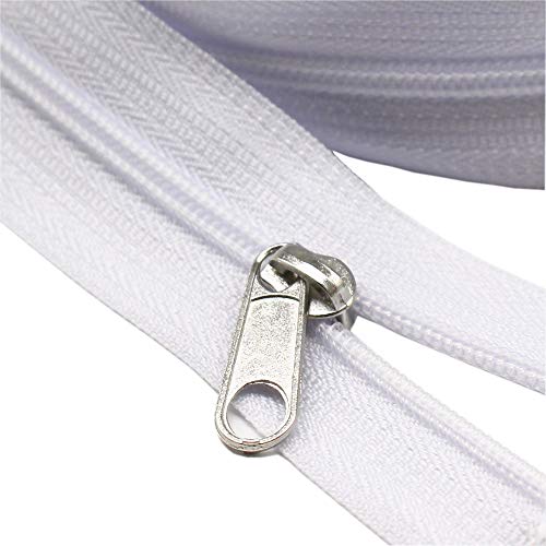 Product Cover YaHoGa #3 White Nylon Coil Zippers by The Yard Bulk 10 Yards with 25pcs Sliders for DIY Sewing Tailor Crafts Bags (#3 White)