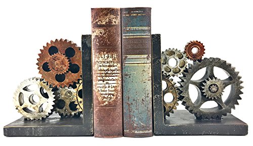 Product Cover Bellaa 20881 Gear Bookends Industrial Vintage Style 6 inch