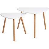 Product Cover HOMFA Nesting Coffee End Tables Modern Furniture Decor Side Table for Living Room Balcony Home and Office ( White, Set of 2 )