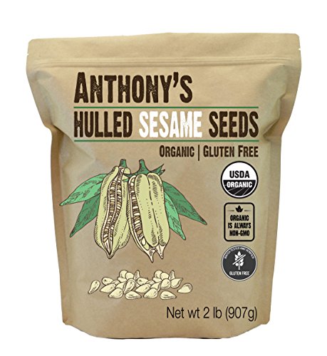 Product Cover Anthony's Organic Hulled Sesame Seeds, 2lbs, White, Raw, Gluten Free, Non GMO, Keto Friendly