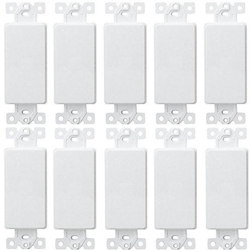 Product Cover ENERLITES Blank Adapter Insert for Decorator Wall Plates, Unbreakable Polycarbonate Thermoplastic, UL Listed, 6001-W-10PCS, White, (10 Pack), 10 Piece