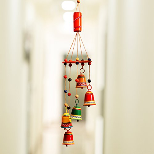 Product Cover ExclusiveLane 'Breezy Chiming' Hand-Painted Decorative Hanging Bells Wind Chime in Metal -Wind Chimes Door Hanging Bells Garden DÃcor Wall Hanging