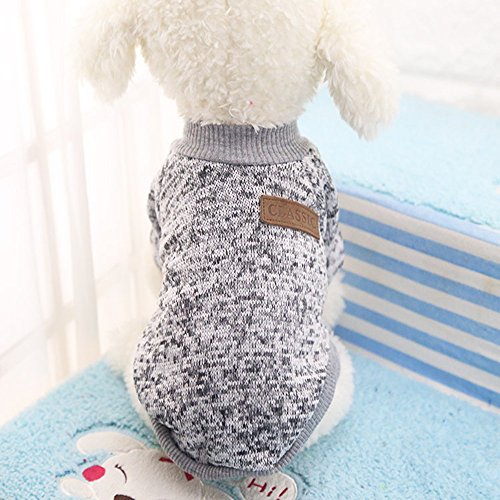 Product Cover Idepet Pet Dog Classic Sweater Sweatshirt, Fleece Coat for Small,Medium,Large Dog,Warm Pet Dog Cat Clothes,Soft Puppy Customes 2 Color (S, Grey)