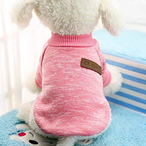 Product Cover Idepet Pet Dog Classic Sweater, Fleece Coat for Small,Medium,Large Dog,Warm Pet Dog Cat Clothes,Soft Puppy Customes 2 Color (M, Pink)
