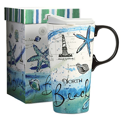 Product Cover CEDAR HOME Coffee Ceramic Mug Porcelain Latte Tea Cup With Lid in Gift Box 17oz. North Beach