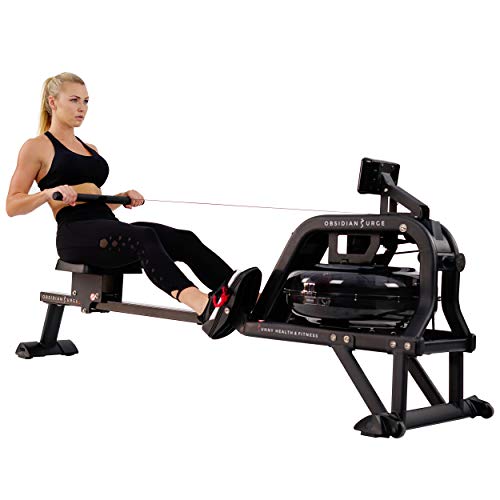 Product Cover Sunny Health & Fitness Water Rowing Machine Rower w/LCD Monitor - Obsidian SF-RW5713