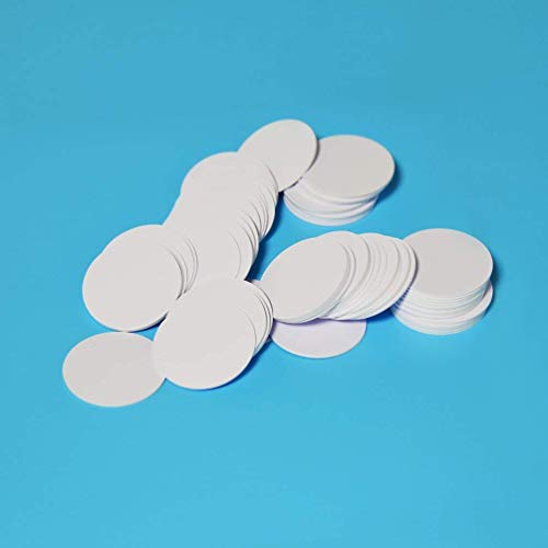 Product Cover 25PCS NTAG215 NFC Tag Blank White PVC Cards Round Label 35mm 1.38 inches for All NFC Enabled Phones, 100% Compatible with Amiibo and TagMo by Timeskey NFC