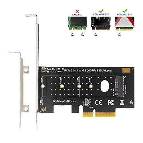 Product Cover QNINE NVME PCIe Adapter, M.2 NVME SSD to PCI Express 3.0 Host Controller Expansion Card with Low Profile Bracket, PCIe NVME Adapter for PC Desktop, Support 2230 2242 2260 2280