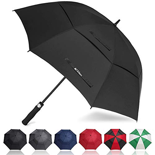 Product Cover ACEIken Golf Umbrella Windproof Large 62 Inch, Double Canopy Vented, Automatic Open, Extra Large Oversized,Sun Protection Ultra Rain & Wind Resistant Stick Umbrellas (Black)