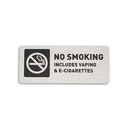 Product Cover No Smoking Vaping E-Cigarettes Sign, Brushed Aluminum (7