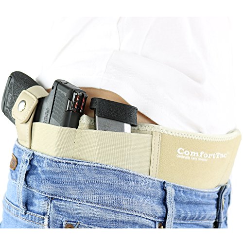 Product Cover ComfortTac Ultimate Belly Band Holster 2.0 Nude - New 2017 - Fits Glock 19 43 26 Smith and Wesson MP Shield Bodyguard Ruger LC9 Sig Sauer More - Carry IWB OWB Appendix (XL (Belly Up to 53