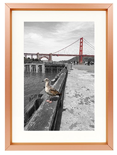 Product Cover Frametory, 5x7 Table-Top Metal Picture Frame Collection, Aluminum Photo Frame with Ivory Color Mat for 4x6 Picture & Real Glass (Rose Gold)