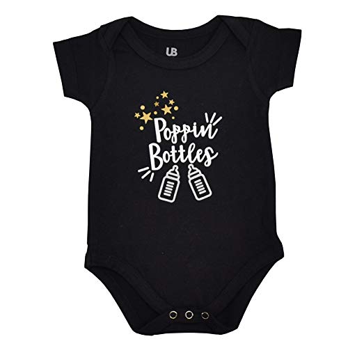 Product Cover Unique Baby Girls Poppin Bottles New Years 2018 One Piece (9 Months) Black